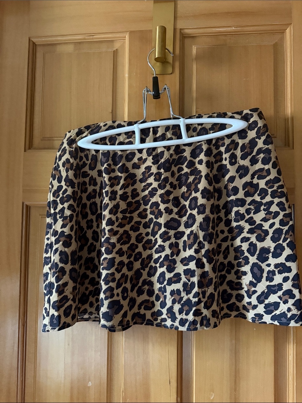 Abercrombie & Fitch Leopard-Print Skater Skirt in Tan and Black